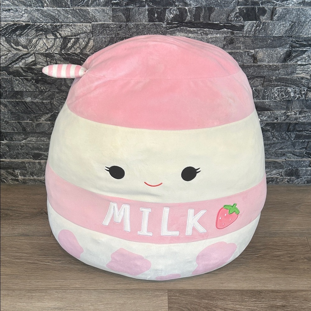 Squishmallows Amelia the Strawberry “Milk” Jumbo Plush Pillow 24”